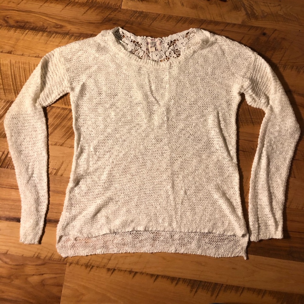 Knit top with lace back panel